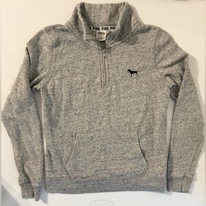 Victoria’s Secret PINK Pullover Sweatshirt 1/4 Zip Women’s Size XSmall Grey Gray